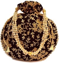 Gold Thread &amp; Sequin Embroidery Bag - £31.01 GBP