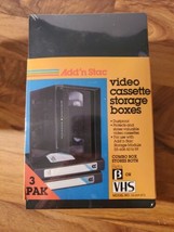 Vintage Add&#39;n Stac VHS Or Beta Video Cassette Storage Boxes 3 Pack NOS - £10.99 GBP