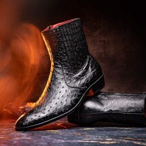 GIORGIO Genuine Ostrich Chelsea Boot Black image 10