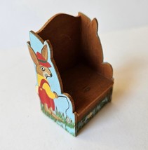 Vtg Dollhouse Miniature Handpainted Fishing Bunny Rabbit Tall Back Wood Bench - £17.69 GBP