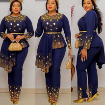 Plus Size Summer Fashion Sequin Tops Pants Trousers Suits - $1,921.73 MXN