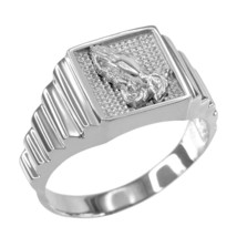 Sterling Silver Praying Hands Square Mens Religious Ring - $39.99