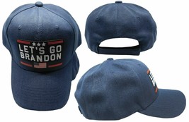 Let&#39;S Go Brandon Usa Flag Navy Blue Poly Cotton Blend Adjustable Cap Hat - £17.57 GBP