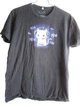 Purple on Black Pew Pew Video Gaming Cat T Shirt Sz M 100% Cotton Teeturtle - $23.99