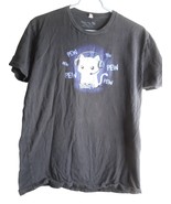 Purple on Black Pew Pew Video Gaming Cat T Shirt Sz M 100% Cotton Teeturtle - $442.09 MXN