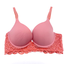 Aerie Womens 32D Real Good Underwire Bra Coral Pink Lace Molded Cups Pus... - £15.40 GBP
