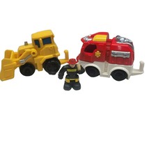 Geotrax Front End Loader Bulldozer Fire Truck Fireman Push Vehicle Fishe... - $19.99