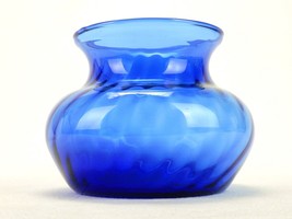 Cobalt Blue 4&quot; Bowl Vase, Indiana Glass &quot;Illusions&quot; Swirled Ribs, Flared... - £15.44 GBP