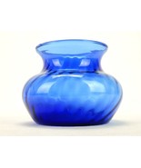 Cobalt Blue 4&quot; Bowl Vase, Indiana Glass &quot;Illusions&quot; Swirled Ribs, Flared... - $26.79 CAD