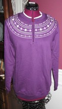 Blair Printed Yoke Fleece Sweatshirt &quot;Sunset Purple&quot; Misses Size M Mediu... - £14.16 GBP