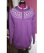 Blair Printed Yoke Fleece Sweatshirt &quot;Sunset Purple&quot; Misses Size M Mediu... - £14.12 GBP