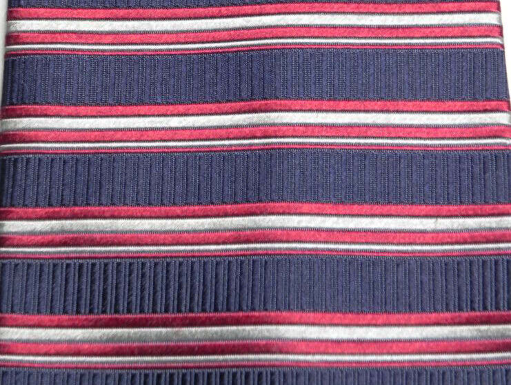 Primary image for GEOFFREY BEENE Striped Tie Necktie Red Blue Silver Silk