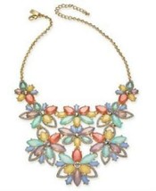 I.n.c. Gold-Tone Crystal &amp; Stone Flower Statement Necklace - £17.50 GBP