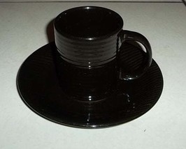 Gibson Black Color Collectible Houseware Cup &amp; Saucer Set Stoneware Made... - $26.99