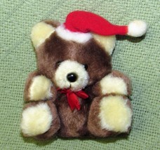 Vintage Russ 4&quot; Mini Plush Santa Bear Christmas Teddy Stuffed Animal Korea Toy - £7.03 GBP
