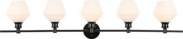 Wall Lamp Sconce GENE 5-Light Black Frosted White Glass Wire Iron Medium E26 - £496.33 GBP