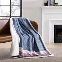 Reversible Sherpa And Brushed Fleece Throw Blanket From Eddie Bauer Home In Fair - £29.00 GBP