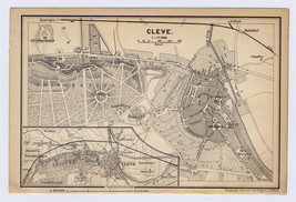 1896 Antique City Map Of Cleve / North Rhine - Westphalia / Germany - $27.19