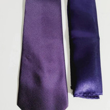 New KaiLong Mens Hand Made Silk NeckTie Purple Solid silk handkerchief - £25.07 GBP