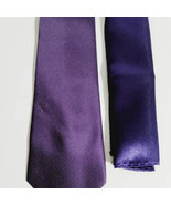 New KaiLong Mens Hand Made Silk NeckTie Purple Solid silk handkerchief - £25.21 GBP