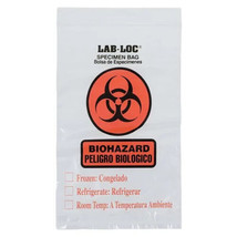 100 Specimen Transport Bag, Document Pouch Lab-Loc 6 X 9 Zip Closure Biohazard - £17.75 GBP