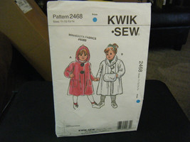 Kwik Sew 2468 Toddler Girl's Coat & Muff Pattern - Size 1T-4T Chest 20-23 - $14.82