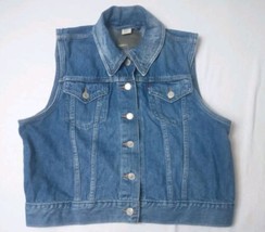  Levi Strauss Co Denim Vest Vintage Girls Youth Sz XL Jean Trucker Pockets Blue - £11.55 GBP