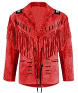 Western Leather Jacket Men’s Traditional Cowboy Leather Coat With Fringe... - $63.36+