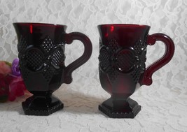 Vintage Avon Cape Cod Ruby Red Glassware Footed  Glasses Mugs Barware Set of 2 - $18.00