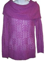 Elle Sunny St Tropez Iris Orchid Glittery Loose Open Work Knit Sweater S Small - £23.47 GBP