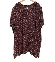 MIB Womens Tunic Top Size JK Plus Size Button Up Purple Flowers Short Sl... - $11.88