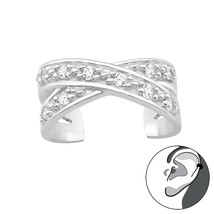 925 Silver Ear Cuff with Cubic Zirconia - £11.95 GBP