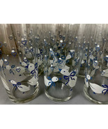 Libbey Crisa Duck Blue Ribbons Heart Tumblers (5) drinking Glasses Vinta... - £15.01 GBP