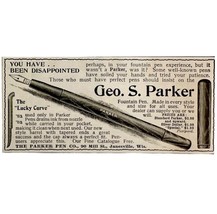 George Parker Lucky Curve Pen 1897 Advertisement Victorian Writing ADBN1xxx - $19.99