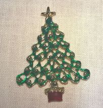 Vintage Christmas Tree Brooch Pin Goldtone 2 1/4&quot; Tall - £3.99 GBP