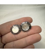 Vintage Swank Cufflinks Mother of Pearl Art Deco Silver Tone Signed Men&#39;s - $11.99