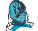 NEW Mermaid Tail Sequin Drawstring Bag Cinch Sack teal blue &amp; silver 19.... - $10.95