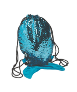 NEW Mermaid Tail Sequin Drawstring Bag Cinch Sack teal blue &amp; silver 19.... - £8.55 GBP