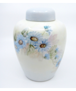 Vintage Ginger Jar w Lid Hand Painted Blue Flowers 6&quot; Porcelain Signed D... - $14.10