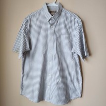 Duluth Trading Co. Shirt Mens Large Blue Gray White Check Cotton Button Down - £9.57 GBP