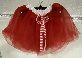 Girls Skirt Red White Holiday Candy Cane Bow Christmas Sheer  Size Small - $4.17