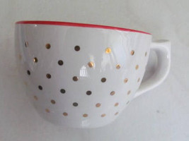 New Harry &amp; David 1- Piece Collectible Teacup With Red Rim Gold Dots Cer... - $12.99