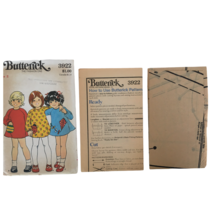 Butterick Sewing Pattern 3922 Dress Childs Sz 2 1970s Vtg Uncut Raglan Sleeves - £9.40 GBP