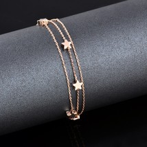 SINLEERY Charm Star 3 Layer Chain Bracelet Bangle Rose Gold Color Sweety Jewelry - £10.09 GBP