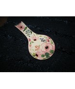 ceramic pink/white SPOON REST floral pattern 9.5 X 4.5&quot;  (hall - sep bx) - £4.67 GBP