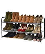 2 Tier Shoe Rack For Entryway Extra Large Capacity Wire Grid Bronze Rect... - £23.86 GBP