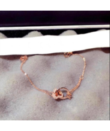 14K Rose Gold Plated Heart Ring Charm Bracelet for Women - £10.40 GBP