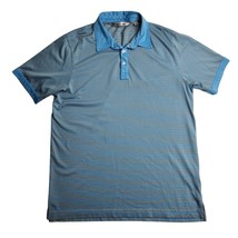 Travis Mathew Golf Polo Shirt Size Medium Gray Blue Striped Stretch Perf... - $17.77