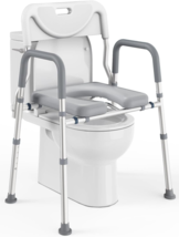 Raised Toilet Seat Adjustable 3 in 1 Commode Padded Chair 400lb  w/ Hand... - £27.90 GBP