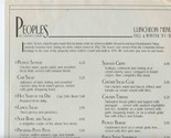 Peoples of Carters Court Menu Columbia Avenue Franklin Tennessee 1987-88 - £29.36 GBP